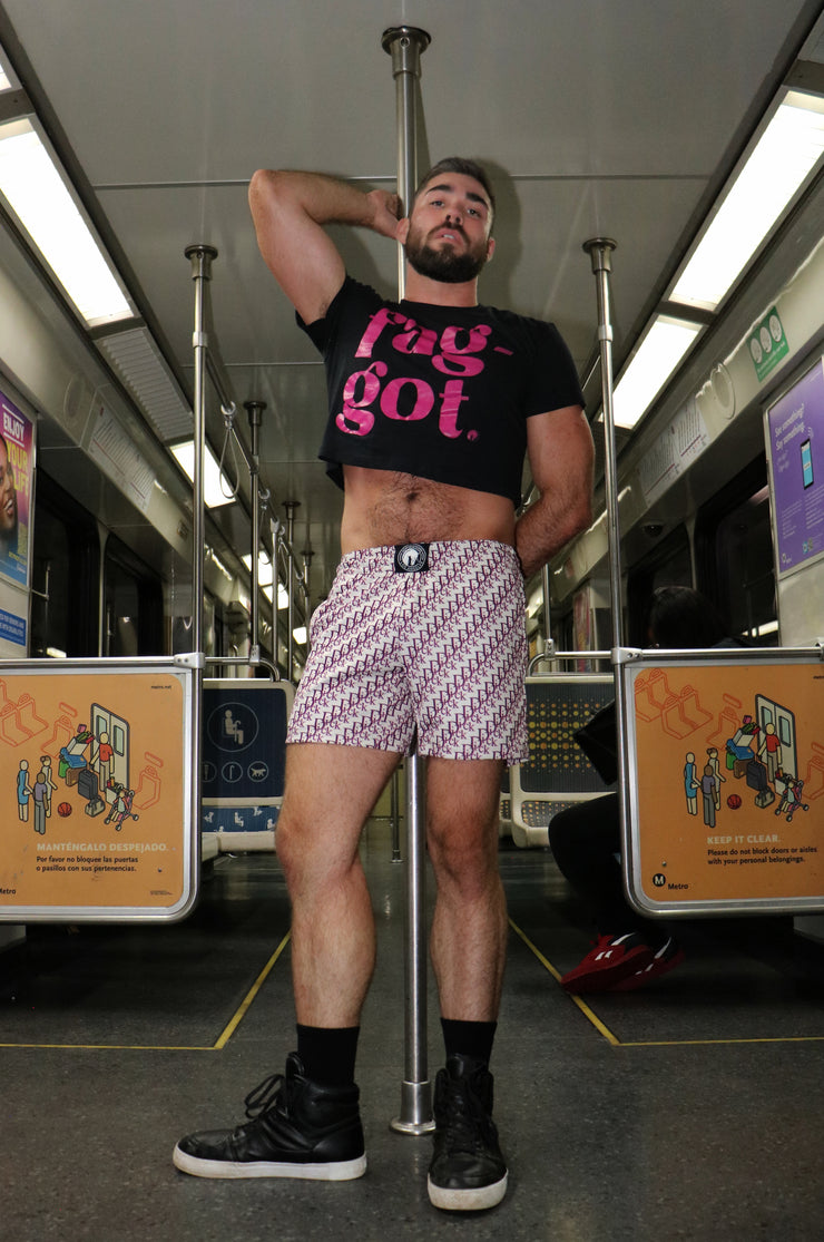 FAG-GOT HOT PINK/ BLACK CROP TOP