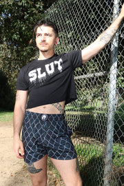 SLUT BLK CROP T