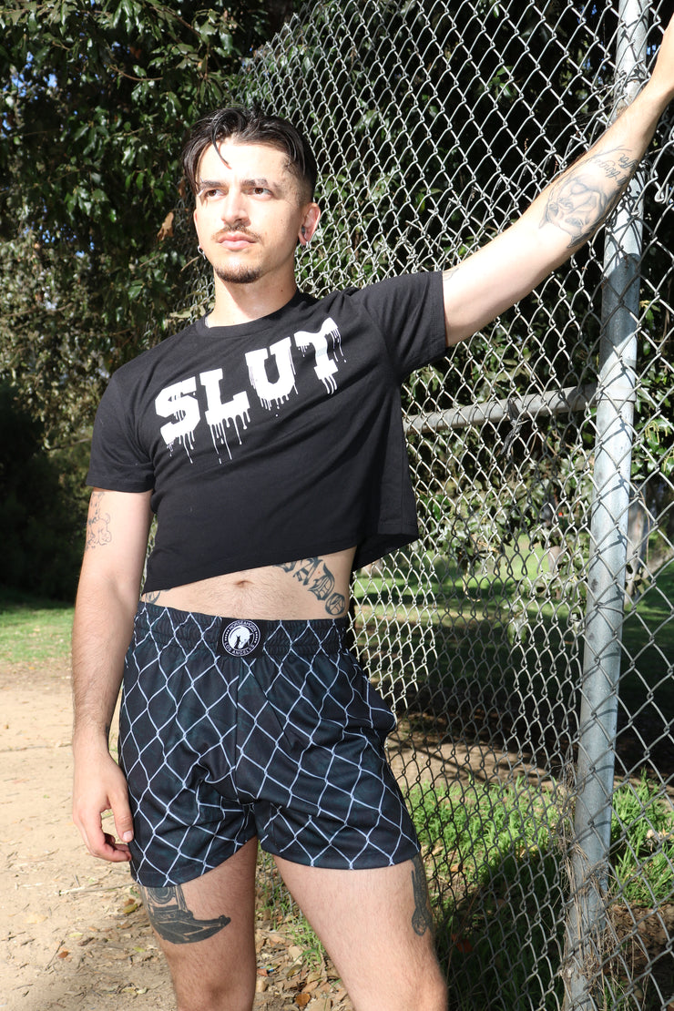 SLUT BLK CROP T
