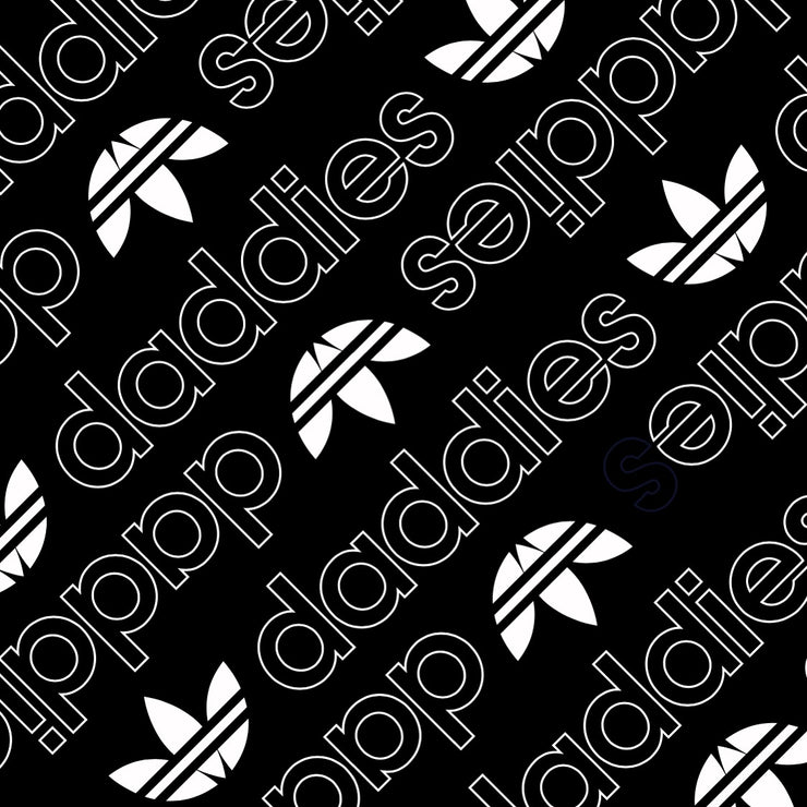DADDIES LOGO WIDE LEG TRACK PANT BLK/WHT