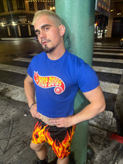 HOT BOYS FLAME BLUE CROP T