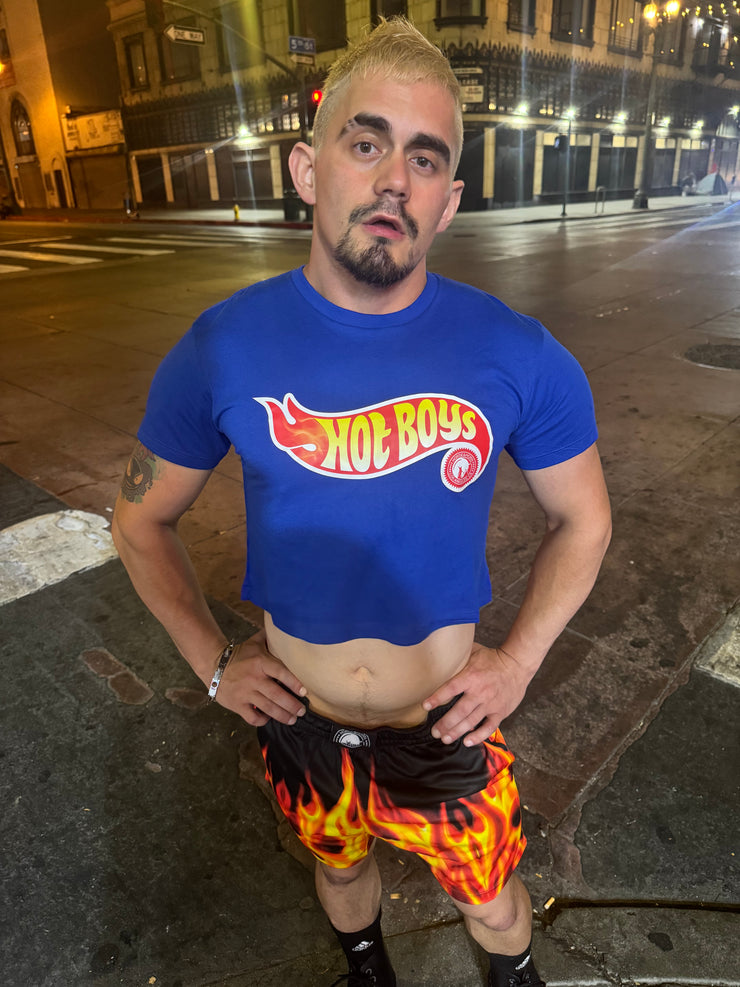 HOT BOYS FLAME BLUE CROP T