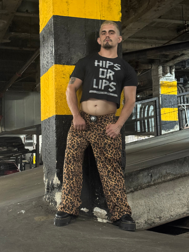 HUNG LEOPARD WIDE LEG TRACK PANT
