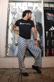 DESIGNER IMPOSTER "DICK" CLASSIC LOGO PRINT  WIDE LEG TRACK PANT