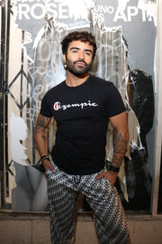 DESIGNER IMPOSTER "DICK" CLASSIC LOGO PRINT  WIDE LEG TRACK PANT