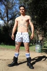 TRIBAL TATTOO FLAMING COCK PRINTED SHORT WHT/INK
