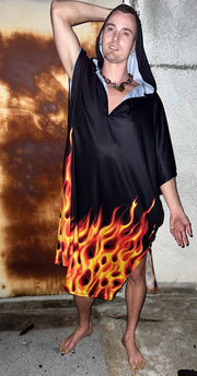 FIRE WALK WITH ME PONCHO STYLE KAFTAN IN FLAMES